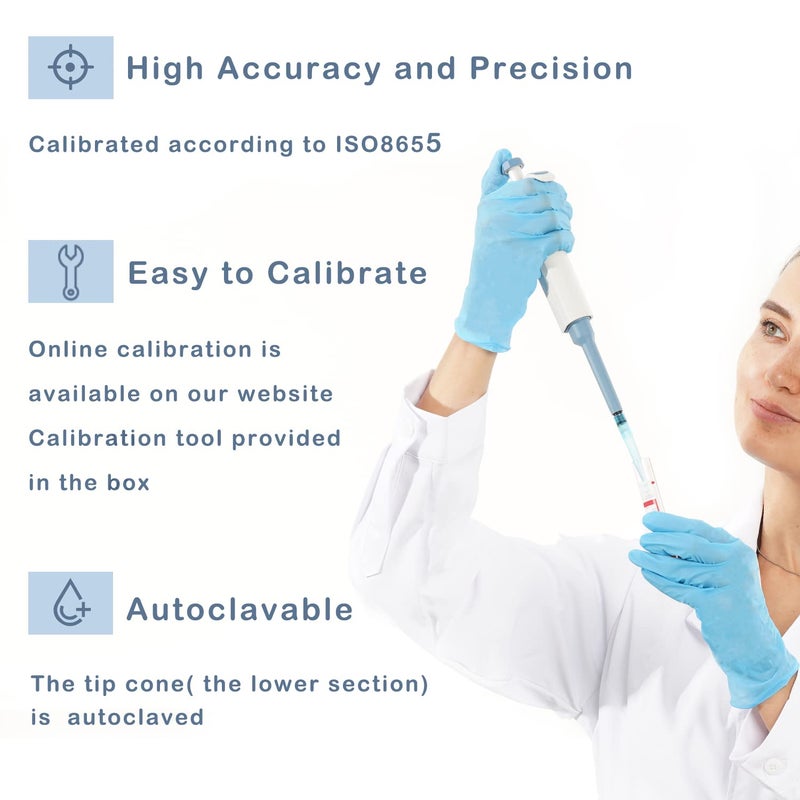 ONiLAB Lab Micropipette, Adjustable Volume Single Channel Pipettors,10-100ul - Image 5